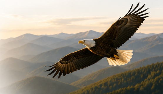 Aigle en vol au-dessus des montagnes